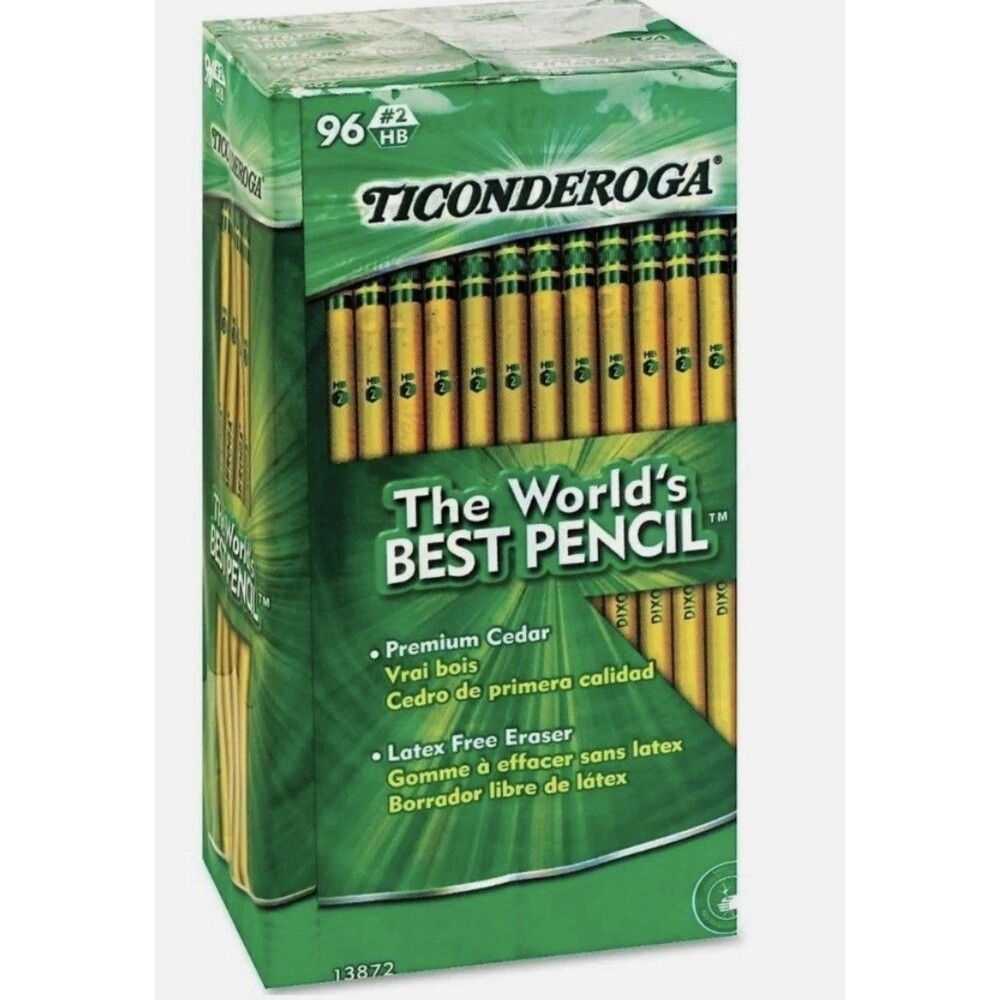 New Ticonderoga, Wood Cased Pencils, Unsharpened, #2 HB Soft Yellow 96 ct